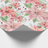 Pink Poinsettias Weihnachtsmuster Blume Geschenkpapier (Ecke)
