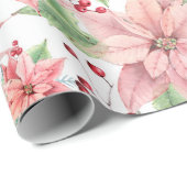 Pink Poinsettias Weihnachtsmuster Blume Geschenkpapier (Rolleneckpunkt)