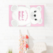 Pink Polar Bear Baby Dusche Banner (Insitu)