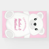 Pink Polar Bear Baby Dusche Banner (Horizontal)