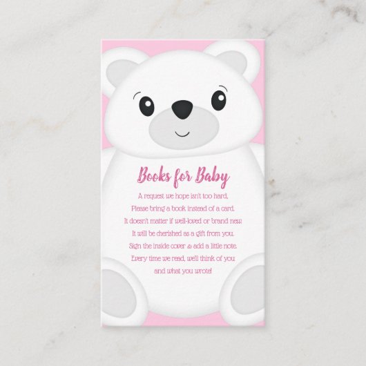 Pink Polar Bear Baby Dusche Begleitkarte (Vorderseite)