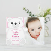 Pink Polar Bear Baby Dusche Einladung (Stehend Vorderseite)