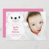 Pink Polar Bear Baby Dusche Einladung (Vorne/Hinten)