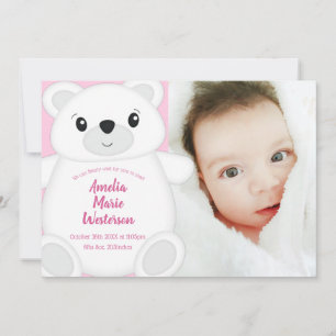 Pink Polar Bear Baby Dusche Einladung