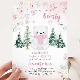 Pink Polar Bear Baby Dusche Einladung