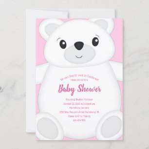 Pink Polar Bear Baby Dusche Einladung