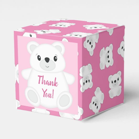 Pink Polar Bear Baby Dusche Geschenkschachtel (Vorderseite)