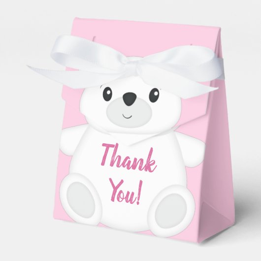 Pink Polar Bear Baby Dusche Geschenkschachtel (Vorderseite)