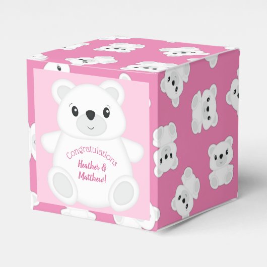 Pink Polar Bear Baby Dusche Geschenkschachtel (Vorderseite)