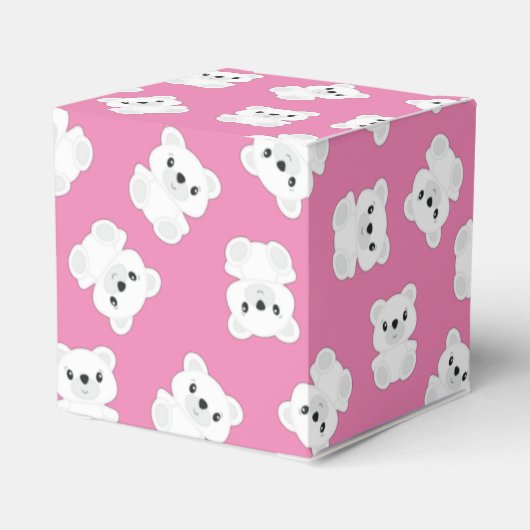 Pink Polar Bear Baby Dusche Geschenkschachtel (Rückseite)