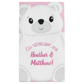 Pink Polar Bear Baby Dusche Kleine Geschenktüte (Rückseite)