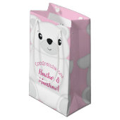 Pink Polar Bear Baby Dusche Kleine Geschenktüte (Vorderseite Schrägansicht)