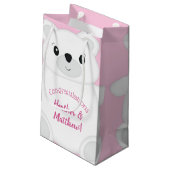 Pink Polar Bear Baby Dusche Kleine Geschenktüte (Rückseite Schrägansicht)