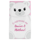 Pink Polar Bear Baby Dusche Kleine Geschenktüte (Vorderseite)