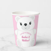 Pink Polar Bear Baby Dusche Pappbecher (Rückseite)