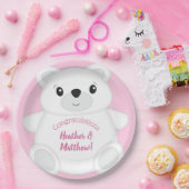 Pink Polar Bear Baby Dusche Pappteller (Party)