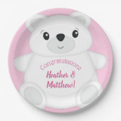 Pink Polar Bear Baby Dusche Pappteller (Vorderseite)
