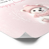 Pink Polar Bear Baby Dusche Schnuller Jagdspiel Poster (Ecke)