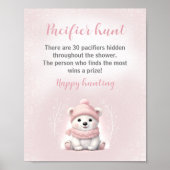 Pink Polar Bear Baby Dusche Schnuller Jagdspiel Poster (Vorne)