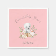 Pink Polar Bear Baby Girl Dusche Napkins