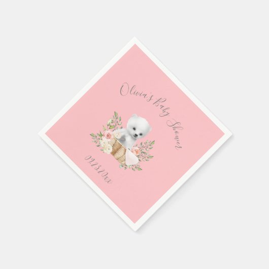 Pink Polar Bear Baby Girl Dusche Napkins Serviette (Ecke)