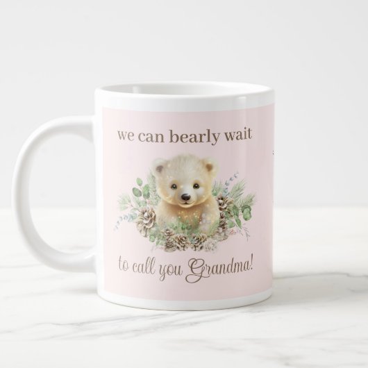 Pink Polar Bear Baby Girl Pregnancy Reveft Geschen Jumbo-Tasse (Links)