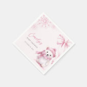 Pink Polar Bear Baby Shower Napkins Serviette (Ecke)