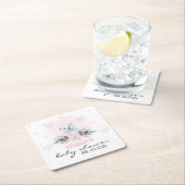 Pink Polar Bear Cub Girl Hearts Winter Baby Dusche Rechteckiger Pappuntersetzer (Vor Ort)