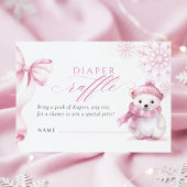 Pink Polar Bear Diaper Raffle Card Begleitkarte