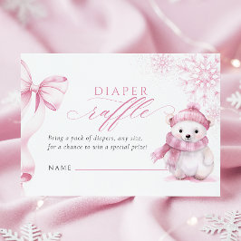 Pink Polar Bear Diaper Raffle Card Begleitkarte