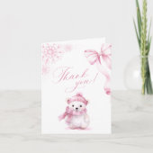 Pink Polar Bear Foldable Thank You Card Dankeskarte (Vorderseite)