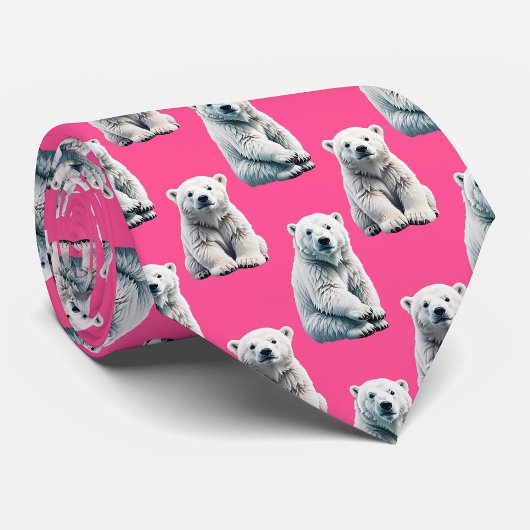 Pink Polar Bear Pattern Design  Krawatte