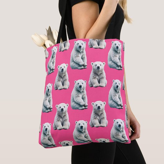 Pink Polar Bear Pattern Design  Tasche