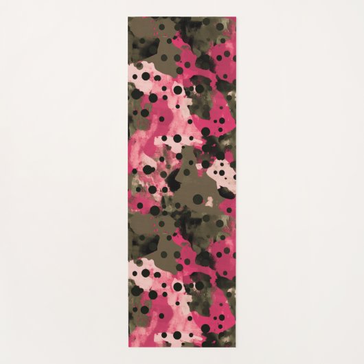 Pink Polcamo Polka Dot und Camouflage Hybrid Yogamatte (Vorderseite)