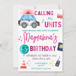 Pink Police girl Birthday Party Einladung