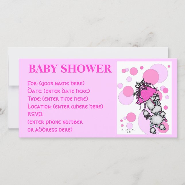 Pink Polk a Dot Poodle Baby Dusche (Vorderseite)