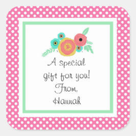 Pink Polk Dot Custom Gift Aufkleber