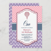 Pink Polka Dot 1. Geburtstagsparty Einladung (Vorne/Hinten)