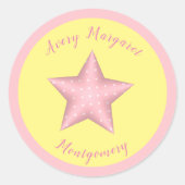 Pink Polka Dot 3D Star Runder Aufkleber (Vorderseite)
