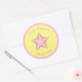 Pink Polka Dot 3D Star Runder Aufkleber (Umschlag)
