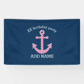 Pink Polka Dot Anchor mit Individuelle Name der Ma Banner (Horizontal)