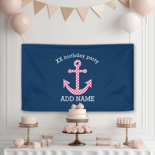 Pink Polka Dot Anchor mit Individuelle Name der Ma Banner
