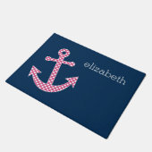Pink Polka Dot Anchor mit Individuelle Name der Ma Fußmatte (Schrägansicht)