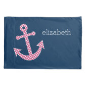 Pink Polka Dot Anchor mit Individuelle Name der Ma Kissenbezug (Rückseite)