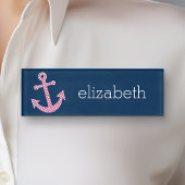 Pink Polka Dot Anchor mit Individuelle Name der Ma Namenschild
