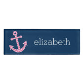 Pink Polka Dot Anchor mit Individuelle Name der Ma Namenschild (Vorderseite)