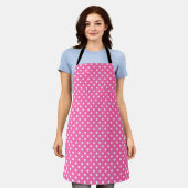 Pink polka dot apron with black straps, shown flat schürze (Getragen)
