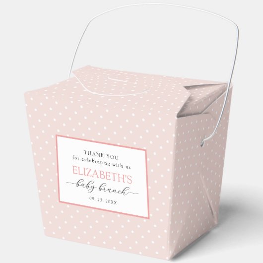 Pink Polka Dot Baby Brunch Gefallen Box Geschenkschachtel (Vorderseite)