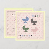 Pink Polka Dot Baby Buggyen Kinderdusche lädt ein Einladung (Vorne/Hinten)