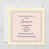 Pink Polka Dot Baby Buggyen Kinderdusche lädt ein Einladung (Rückseite)